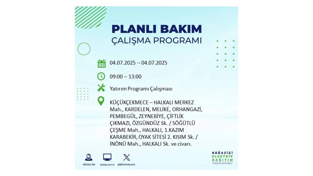 BÜYÜK KESİNTİ YAŞANACAK: BEDAŞ 4 Temmuz Cuma elektrik kesintisi yaşayacak ilçeleri sıraladı. Elektrikler ne zaman gelecek? 28