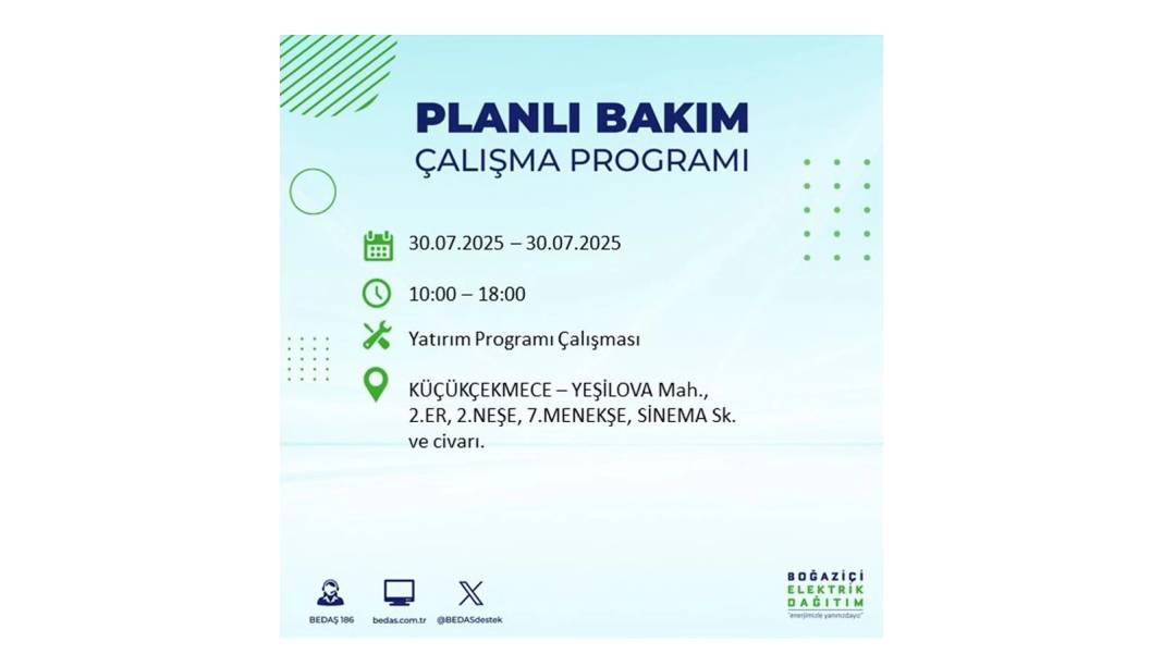 O İLÇELER KARANLIĞA GÖMÜLECEK: BEDAŞ 30 Temmuz Çarşamba elektrik kesintisi yaşayacak ilçeleri sıraladı! 24