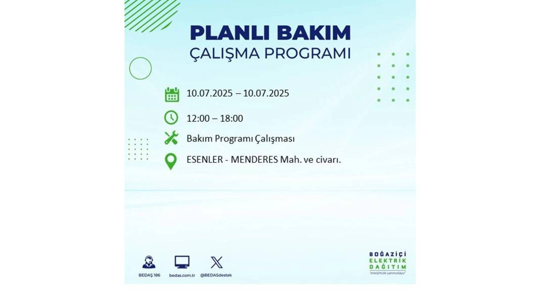 KARANLIĞA HAPSOLACAKLAR: 10 Temmuz Perşembe İstanbul elektrik kesintisi. BEDAŞ o ilçeleri teker teker uyardı! 45