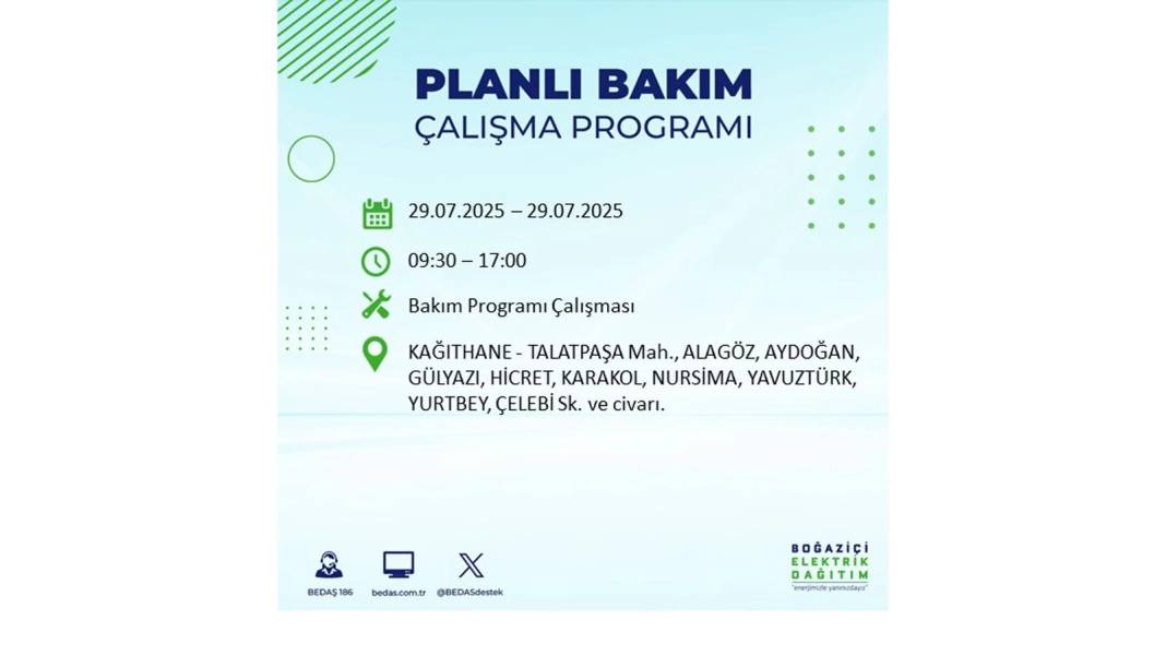 KARANLIĞA GÖMÜLECEKLER: BEDAŞ 29 Temmuz Salı günü elektrik kesintisi yaşayacak ilçeleri sıraladı. Elektrikler ne zaman gelecek? 22