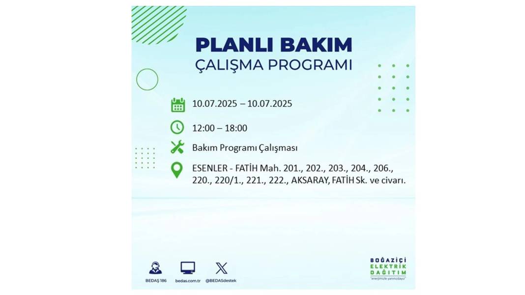 KARANLIĞA HAPSOLACAKLAR: 10 Temmuz Perşembe İstanbul elektrik kesintisi. BEDAŞ o ilçeleri teker teker uyardı! 42