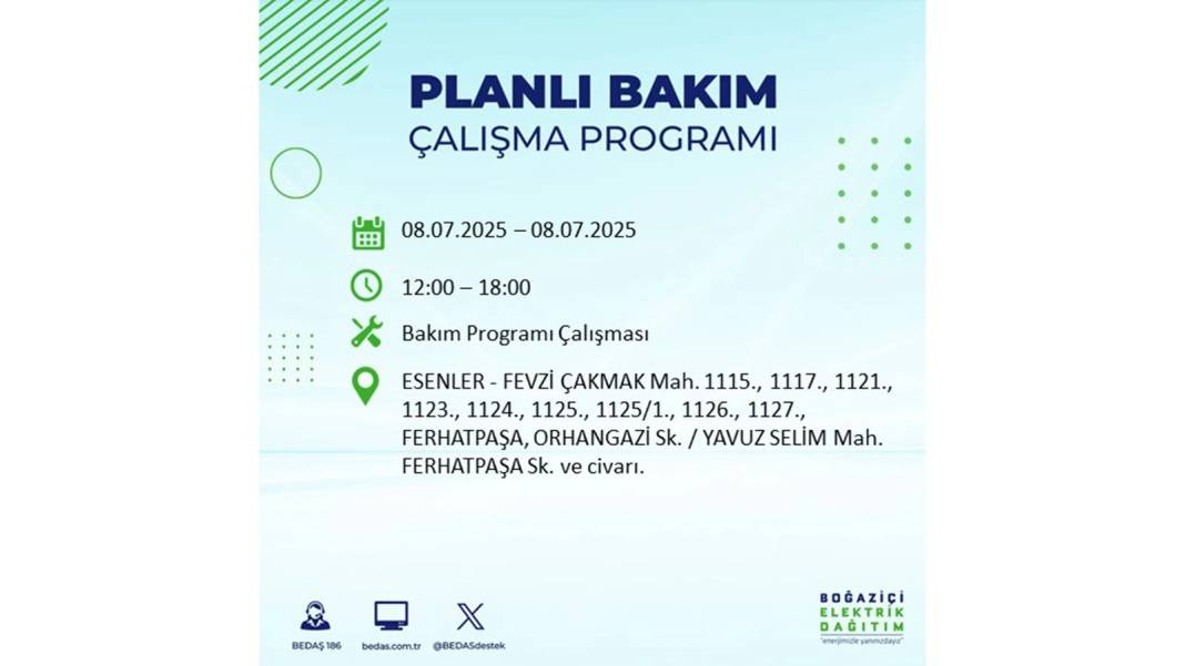 O İLÇELER KARANLIĞA GÖMÜLECEK: BEDAŞ 8 Temmuz Salı elektrik kesintisi yaşayacak ilçeleri sıraladı. Elektrikler ne zaman gelecek? 59