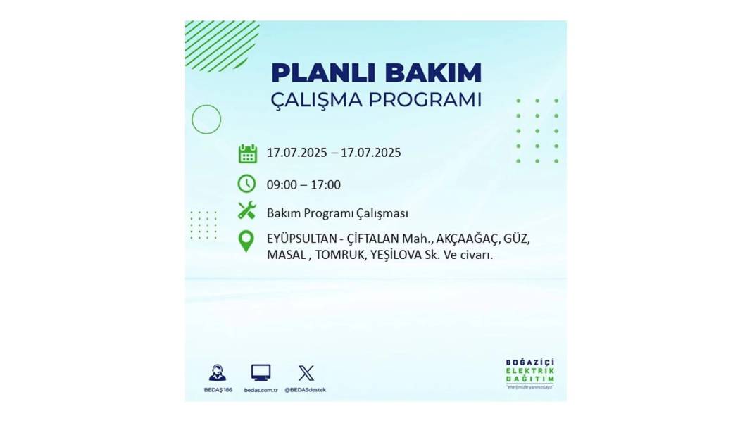 O İLÇELERDE ELEKTRİK OLMAYACAK: BEDAŞ 17 Temmuz Perşembe elektrik kesintisi yaşayacak ilçeleri sıraladı! 45