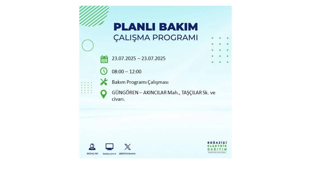 BÜYÜK ELEKTRİK KESİNTİSİ YAŞANACAK: BEDAŞ 23 Temmuz Çarşamba günü elektrik kesintisi yaşayacak ilçeleri sıraladı! 23