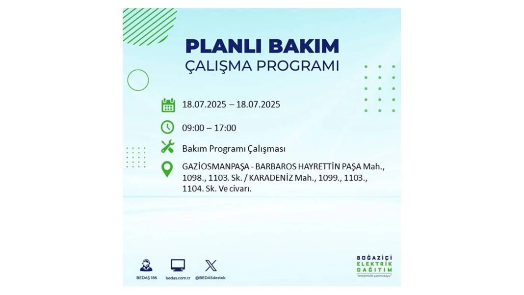 O İLÇELERDE UZUN SÜRE ELEKTRİK OLMAYACAK: BEDAŞ 18 Temmuz Cuma elektrik kesintisi yaşayacak ilçeleri duyurdu! 30