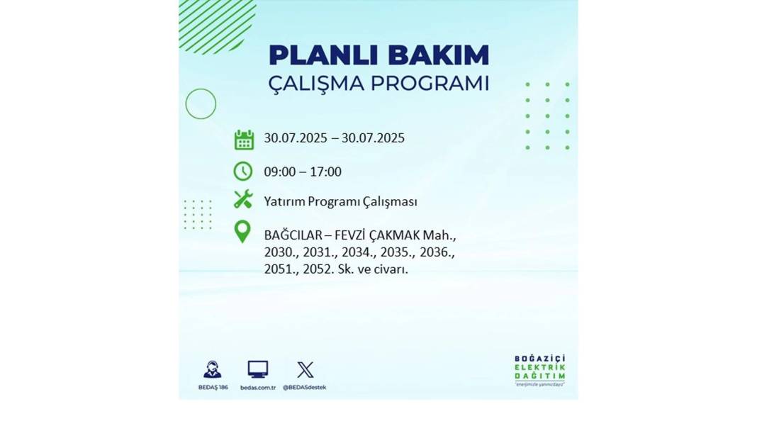 O İLÇELER KARANLIĞA GÖMÜLECEK: BEDAŞ 30 Temmuz Çarşamba elektrik kesintisi yaşayacak ilçeleri sıraladı! 69