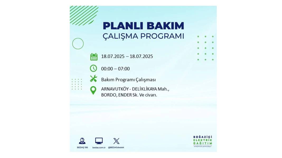 O İLÇELERDE UZUN SÜRE ELEKTRİK OLMAYACAK: BEDAŞ 18 Temmuz Cuma elektrik kesintisi yaşayacak ilçeleri duyurdu! 77