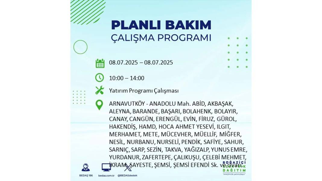 O İLÇELER KARANLIĞA GÖMÜLECEK: BEDAŞ 8 Temmuz Salı elektrik kesintisi yaşayacak ilçeleri sıraladı. Elektrikler ne zaman gelecek? 97