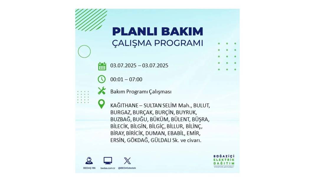 KARANLIĞA GÖMÜLECEKLER: 3 Temmuz Perşembe elektrik kesintisi yaşayacak ilçeler belli oldu. BEDAŞ o ilçeleri uyardı! 20