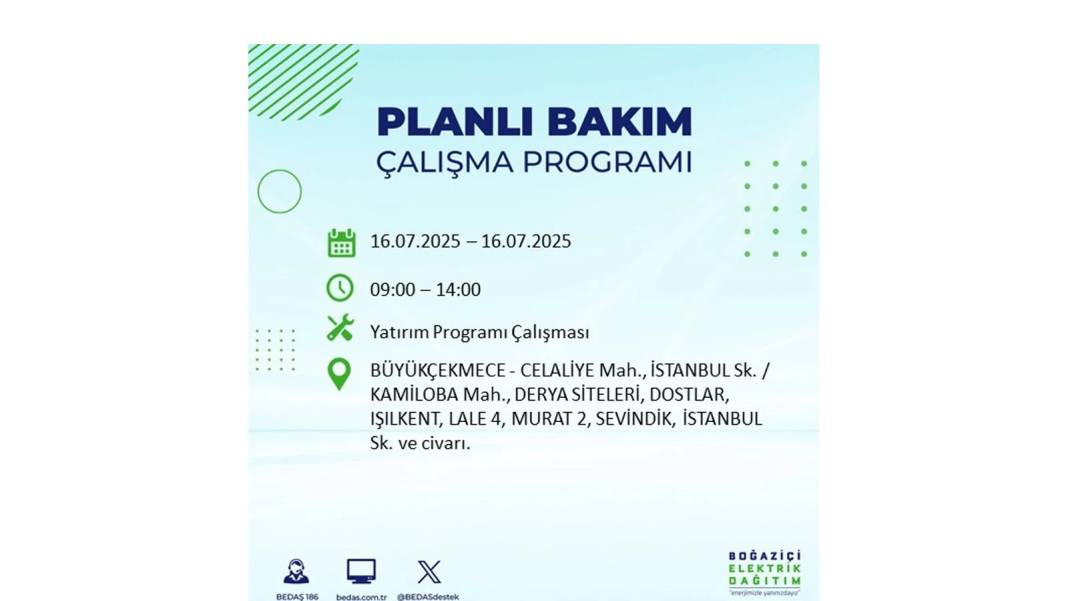KARANLIĞA HAPSOLACAKLAR: 16 Temmuz Çarşamba İstanbul elektrik kesintisi. BEDAŞ o ilçeleri teker teker uyardı! 56