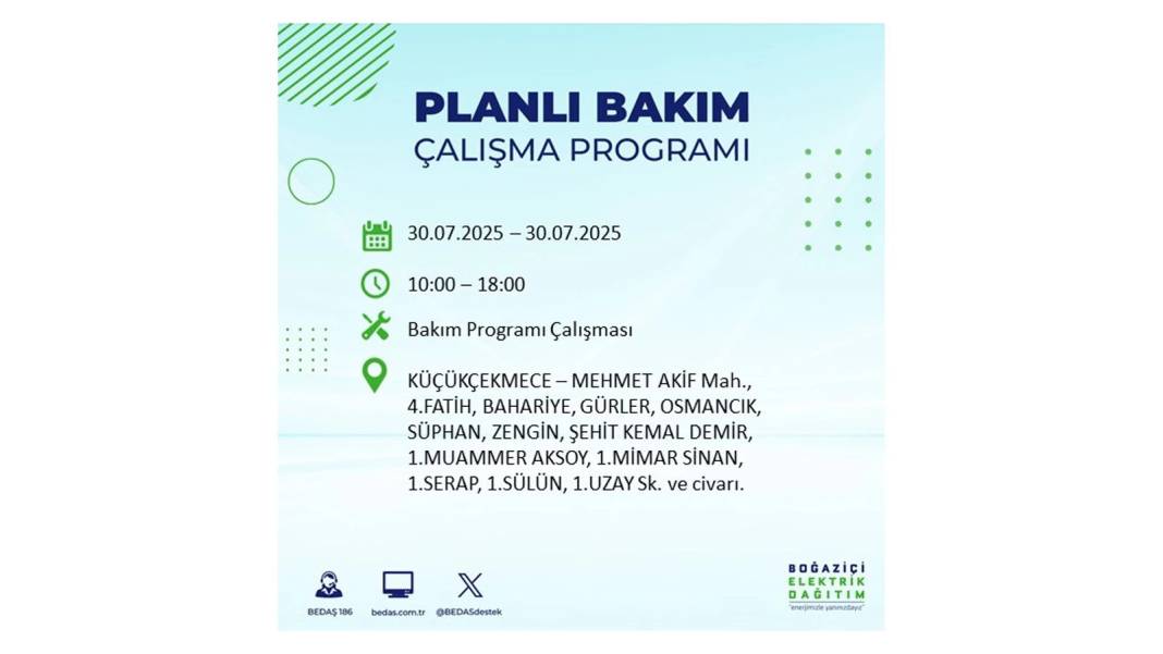 O İLÇELER KARANLIĞA GÖMÜLECEK: BEDAŞ 30 Temmuz Çarşamba elektrik kesintisi yaşayacak ilçeleri sıraladı! 21