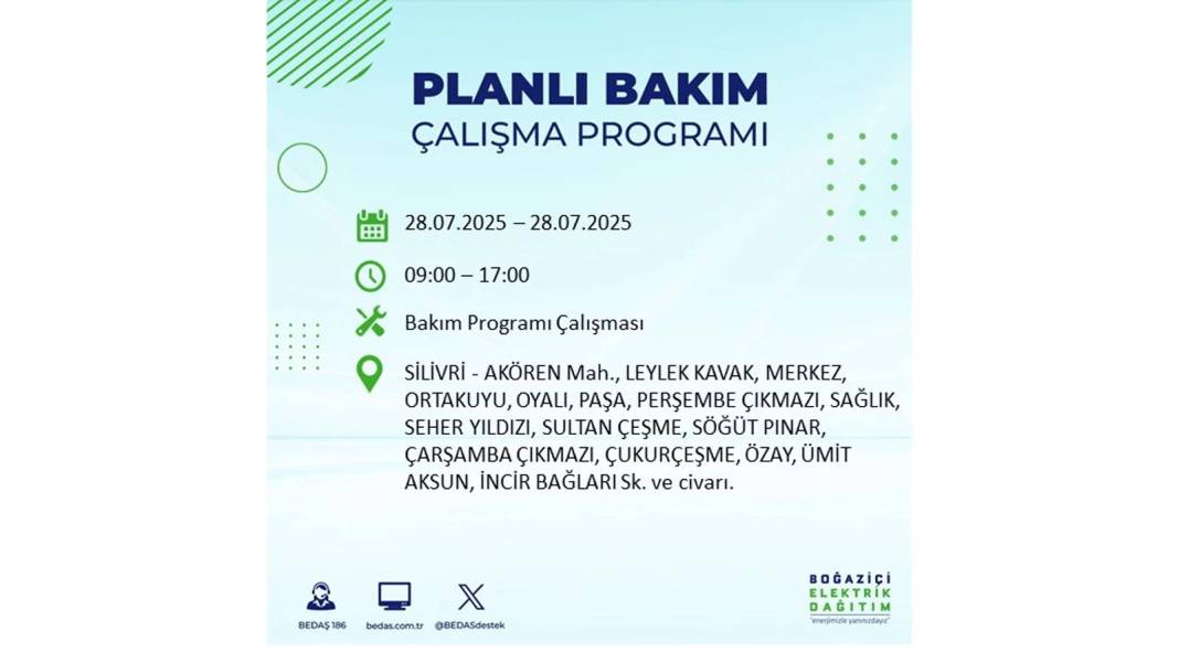 O İLÇELERDE ELEKTRİK OLMAYACAK: BEDAŞ 28 Temmuz Pazartesi elektrik kesintisi yaşayacak ilçeleri sıraladı! 4