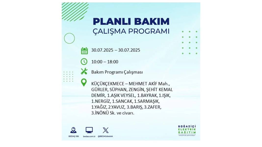 O İLÇELER KARANLIĞA GÖMÜLECEK: BEDAŞ 30 Temmuz Çarşamba elektrik kesintisi yaşayacak ilçeleri sıraladı! 20