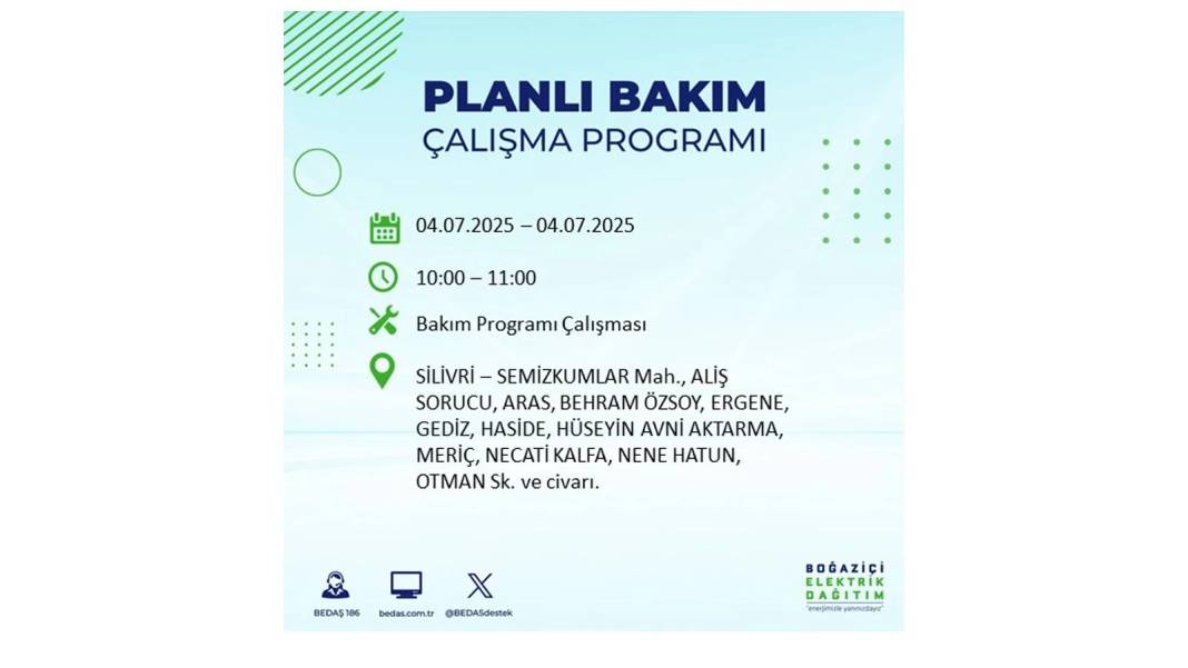 BÜYÜK KESİNTİ YAŞANACAK: BEDAŞ 4 Temmuz Cuma elektrik kesintisi yaşayacak ilçeleri sıraladı. Elektrikler ne zaman gelecek? 25