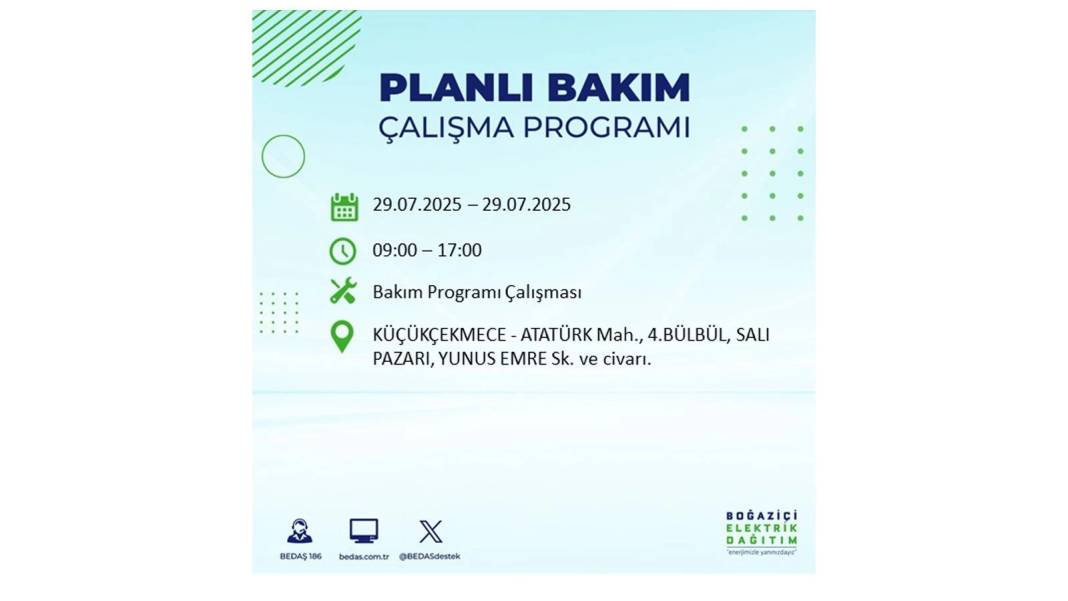 KARANLIĞA GÖMÜLECEKLER: BEDAŞ 29 Temmuz Salı günü elektrik kesintisi yaşayacak ilçeleri sıraladı. Elektrikler ne zaman gelecek? 18