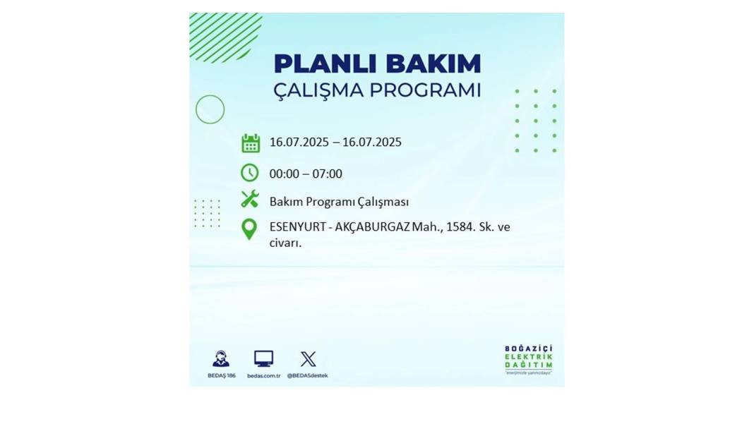 KARANLIĞA HAPSOLACAKLAR: 16 Temmuz Çarşamba İstanbul elektrik kesintisi. BEDAŞ o ilçeleri teker teker uyardı! 54