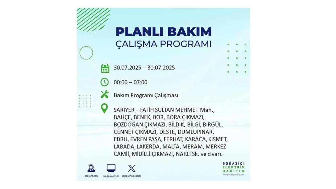 O İLÇELER KARANLIĞA GÖMÜLECEK: BEDAŞ 30 Temmuz Çarşamba elektrik kesintisi yaşayacak ilçeleri sıraladı! 19