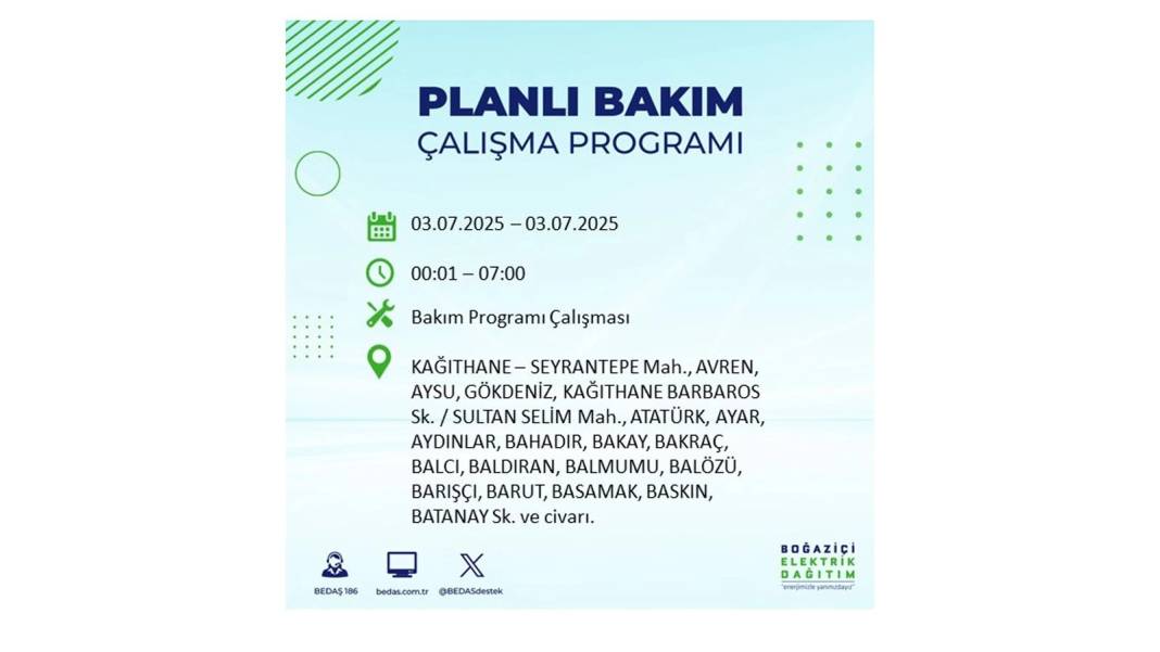 KARANLIĞA GÖMÜLECEKLER: 3 Temmuz Perşembe elektrik kesintisi yaşayacak ilçeler belli oldu. BEDAŞ o ilçeleri uyardı! 18