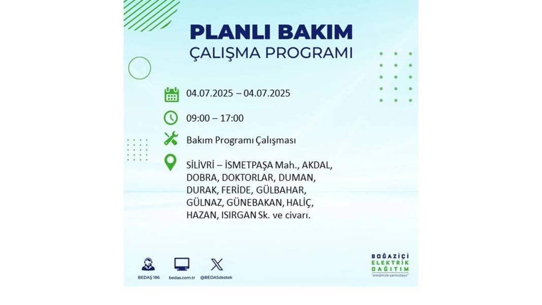 BÜYÜK KESİNTİ YAŞANACAK: BEDAŞ 4 Temmuz Cuma elektrik kesintisi yaşayacak ilçeleri sıraladı. Elektrikler ne zaman gelecek? 21