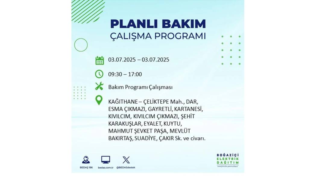 KARANLIĞA GÖMÜLECEKLER: 3 Temmuz Perşembe elektrik kesintisi yaşayacak ilçeler belli oldu. BEDAŞ o ilçeleri uyardı! 19