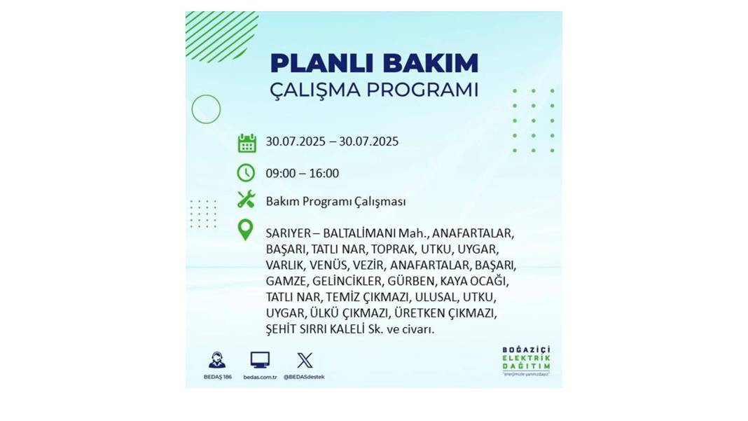 O İLÇELER KARANLIĞA GÖMÜLECEK: BEDAŞ 30 Temmuz Çarşamba elektrik kesintisi yaşayacak ilçeleri sıraladı! 17