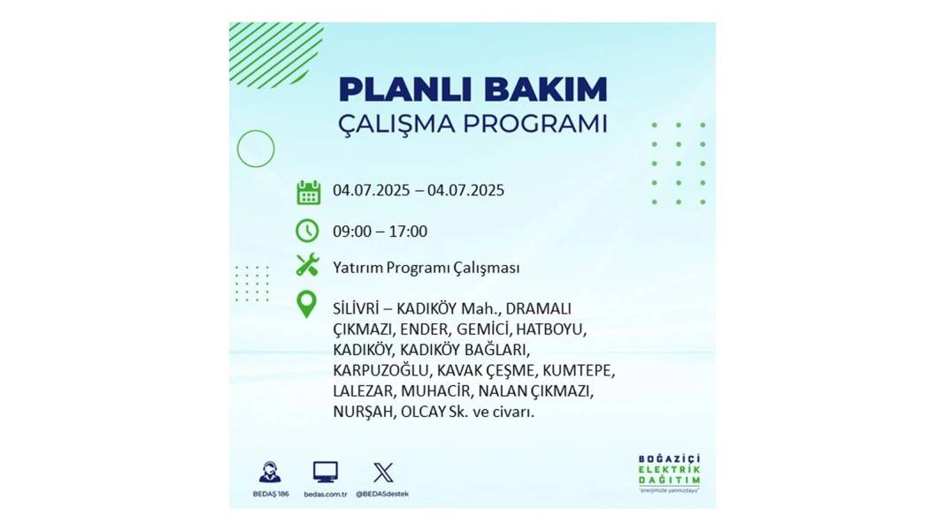 BÜYÜK KESİNTİ YAŞANACAK: BEDAŞ 4 Temmuz Cuma elektrik kesintisi yaşayacak ilçeleri sıraladı. Elektrikler ne zaman gelecek? 18