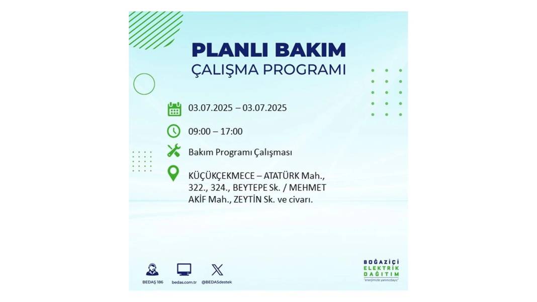 KARANLIĞA GÖMÜLECEKLER: 3 Temmuz Perşembe elektrik kesintisi yaşayacak ilçeler belli oldu. BEDAŞ o ilçeleri uyardı! 16