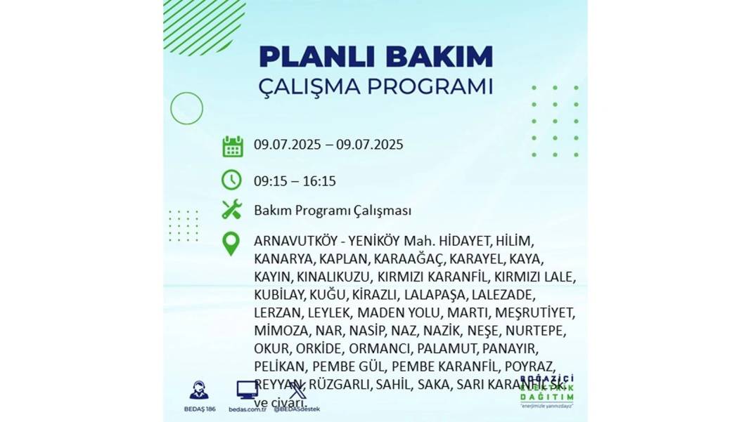 SAATLERCE ELEKTRİK OLMAYACAK: BEDAŞ 9 Temmuz Çarşamba elektrik kesintisi yaşayacak ilçeleri sıraladı! 81