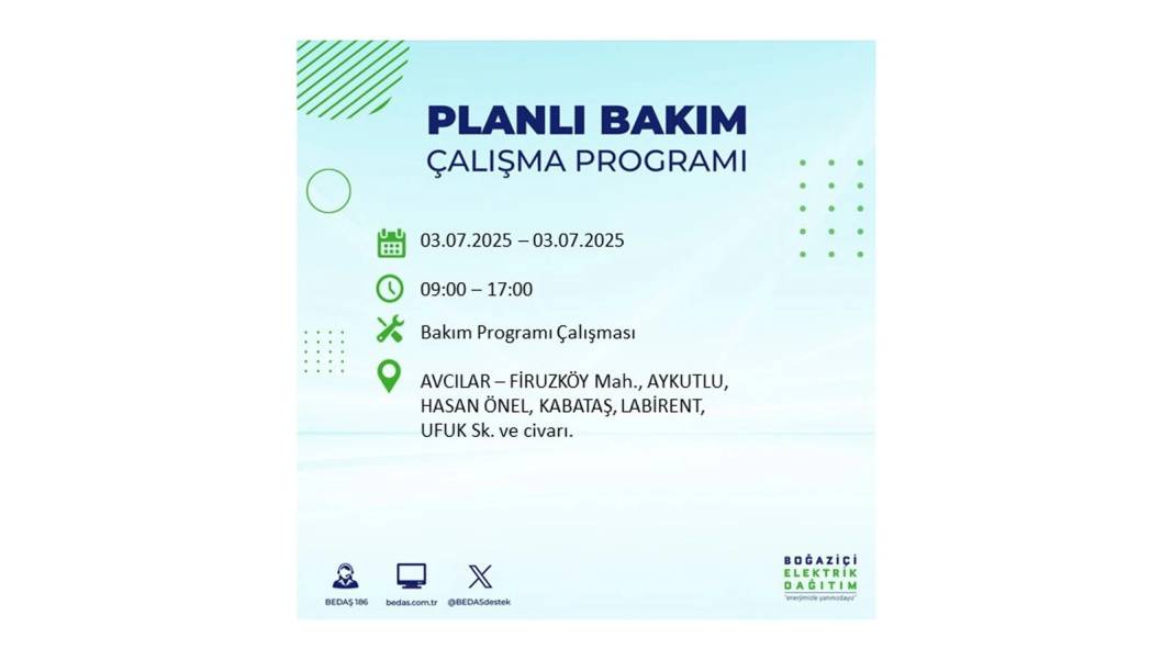 KARANLIĞA GÖMÜLECEKLER: 3 Temmuz Perşembe elektrik kesintisi yaşayacak ilçeler belli oldu. BEDAŞ o ilçeleri uyardı! 68