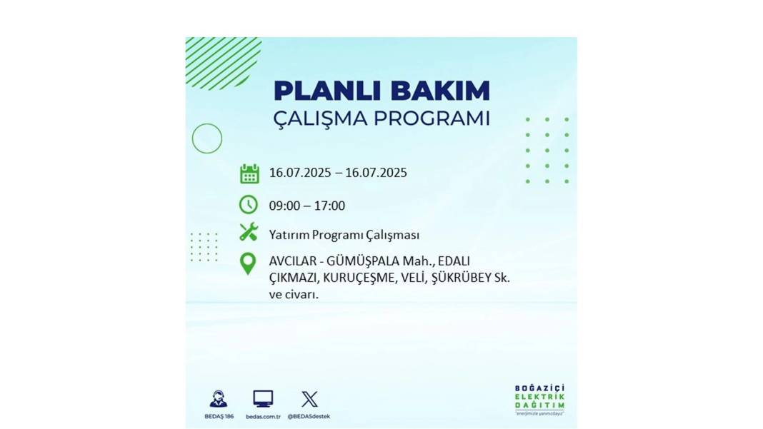 KARANLIĞA HAPSOLACAKLAR: 16 Temmuz Çarşamba İstanbul elektrik kesintisi. BEDAŞ o ilçeleri teker teker uyardı! 100