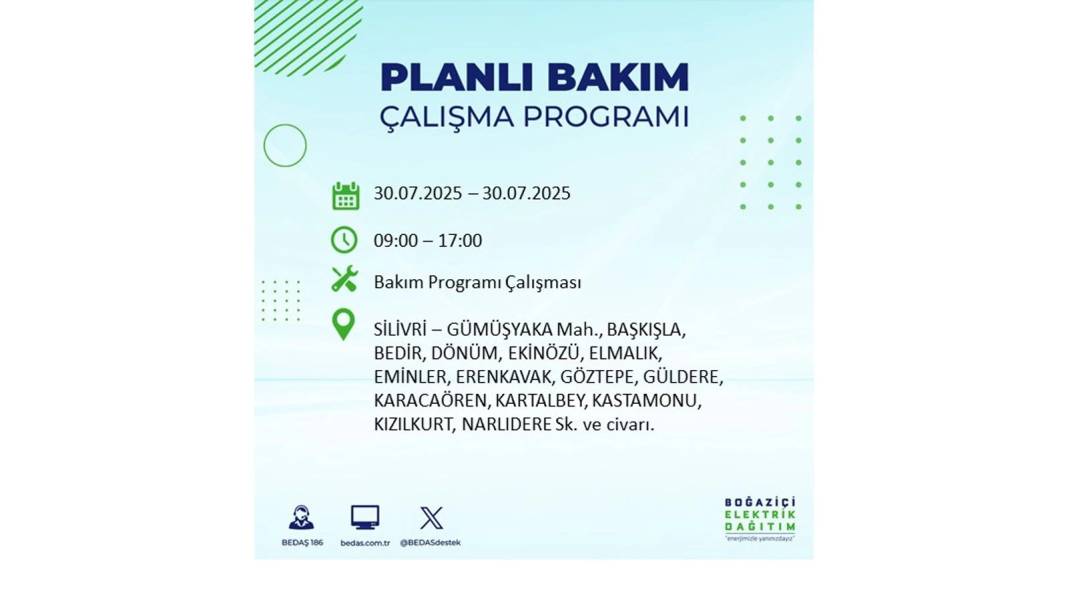 O İLÇELER KARANLIĞA GÖMÜLECEK: BEDAŞ 30 Temmuz Çarşamba elektrik kesintisi yaşayacak ilçeleri sıraladı! 11