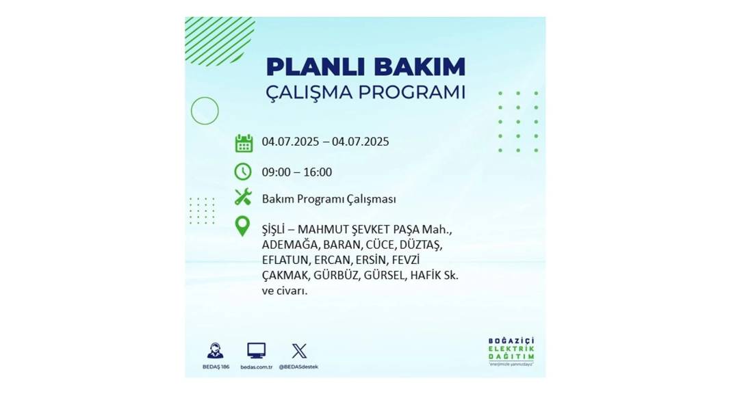 BÜYÜK KESİNTİ YAŞANACAK: BEDAŞ 4 Temmuz Cuma elektrik kesintisi yaşayacak ilçeleri sıraladı. Elektrikler ne zaman gelecek? 12