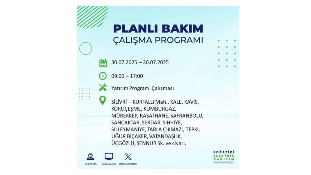 O İLÇELER KARANLIĞA GÖMÜLECEK: BEDAŞ 30 Temmuz Çarşamba elektrik kesintisi yaşayacak ilçeleri sıraladı! 8