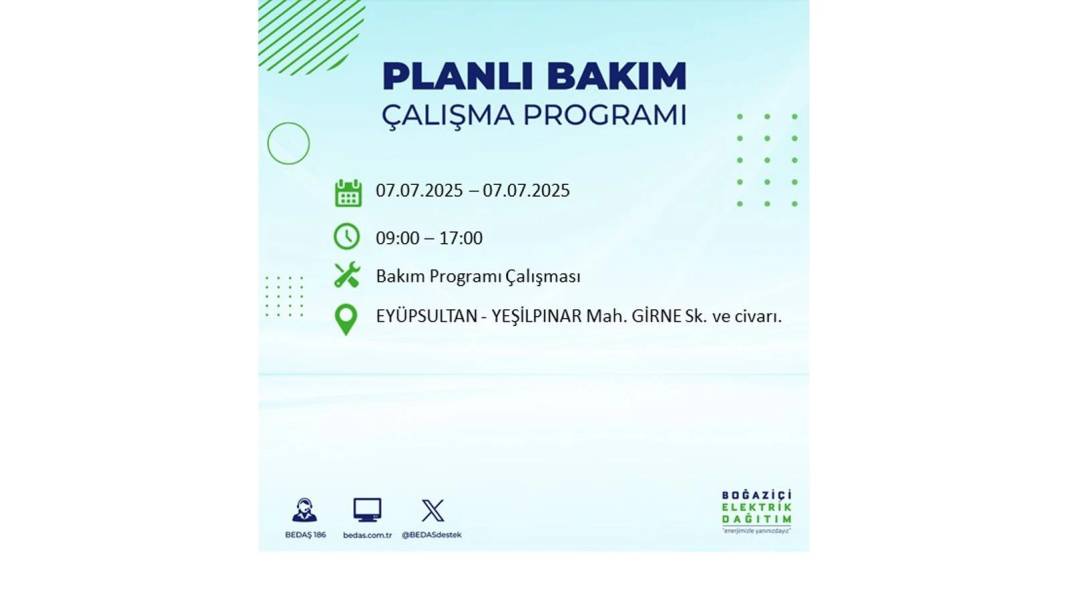 BÜYÜK ELEKTRİK KESİNTİSİ YAŞANACAK: BEDAŞ 7 Temmuz Pazartesi elektrik kesintisi yaşayacak ilçeleri sıraladı! 30