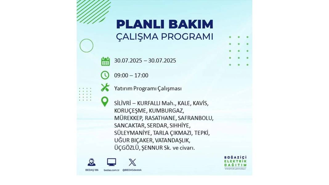 O İLÇELER KARANLIĞA GÖMÜLECEK: BEDAŞ 30 Temmuz Çarşamba elektrik kesintisi yaşayacak ilçeleri sıraladı! 7