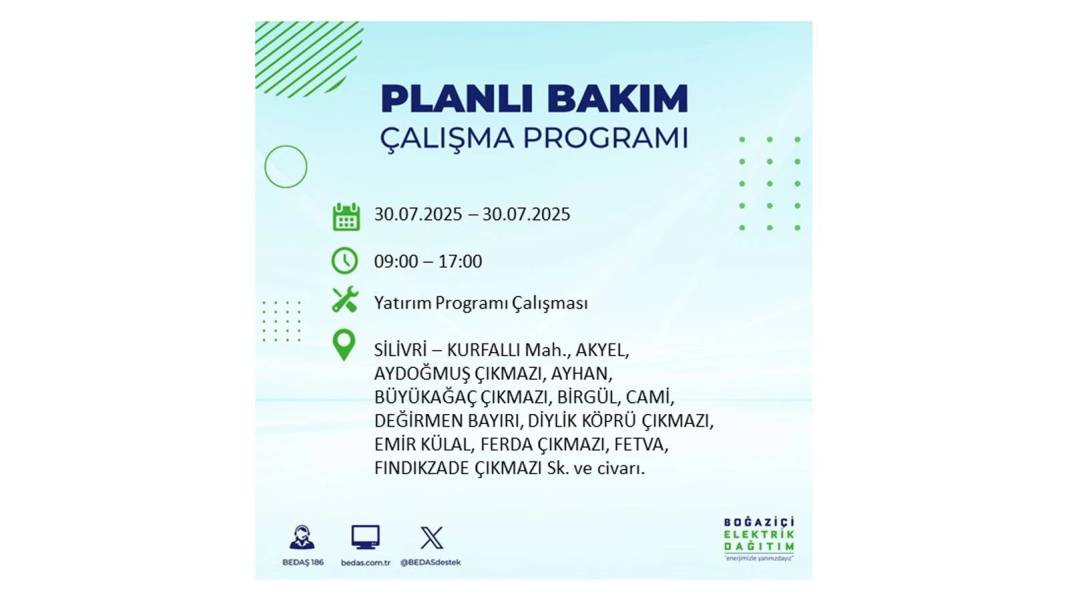 O İLÇELER KARANLIĞA GÖMÜLECEK: BEDAŞ 30 Temmuz Çarşamba elektrik kesintisi yaşayacak ilçeleri sıraladı! 10