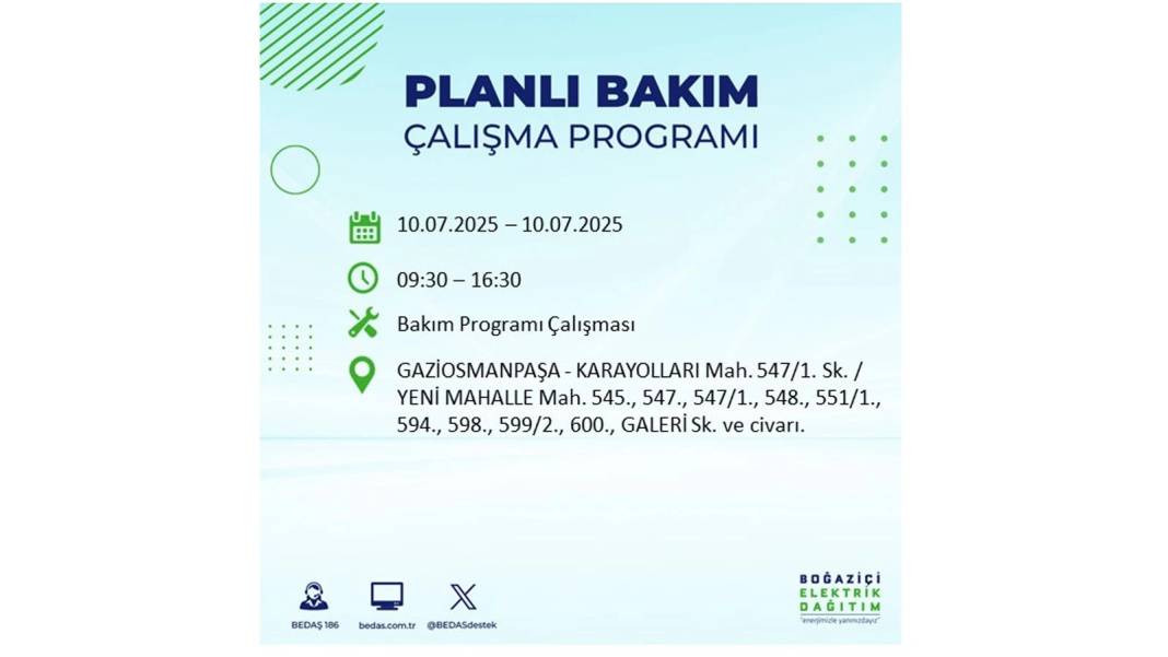 KARANLIĞA HAPSOLACAKLAR: 10 Temmuz Perşembe İstanbul elektrik kesintisi. BEDAŞ o ilçeleri teker teker uyardı! 26