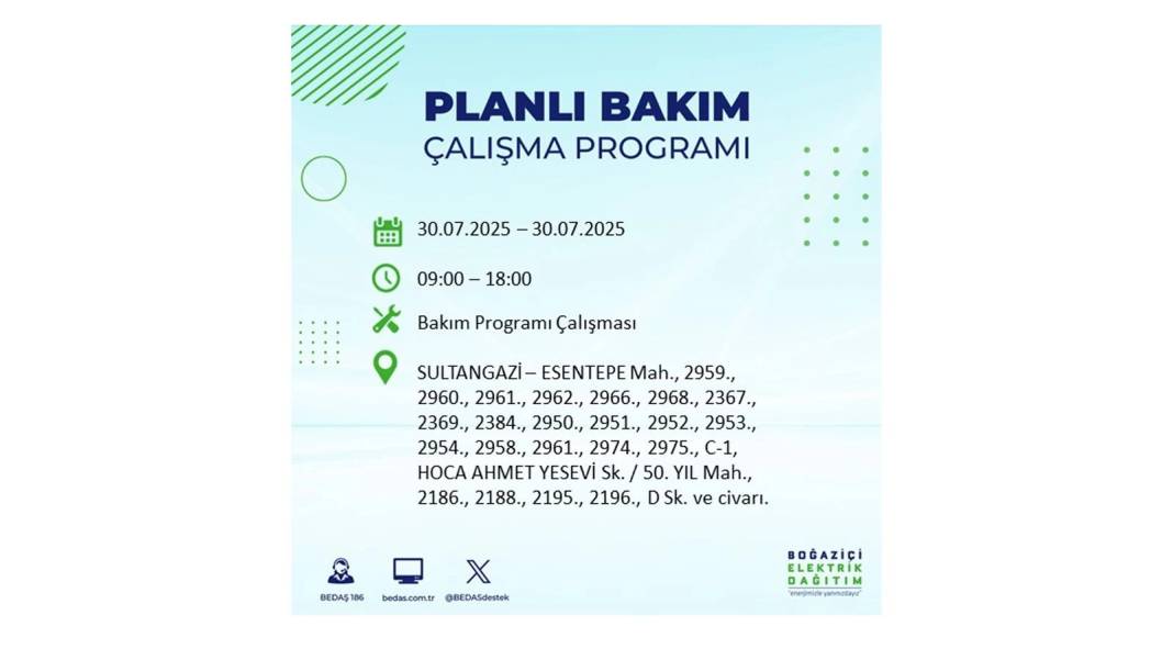 O İLÇELER KARANLIĞA GÖMÜLECEK: BEDAŞ 30 Temmuz Çarşamba elektrik kesintisi yaşayacak ilçeleri sıraladı! 9