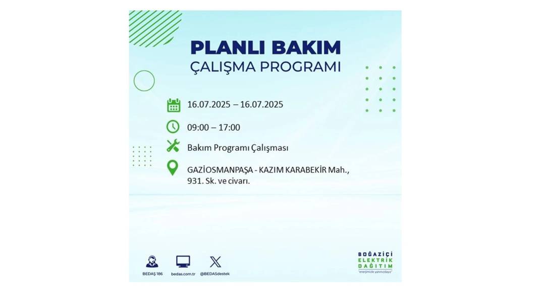 KARANLIĞA HAPSOLACAKLAR: 16 Temmuz Çarşamba İstanbul elektrik kesintisi. BEDAŞ o ilçeleri teker teker uyardı! 41