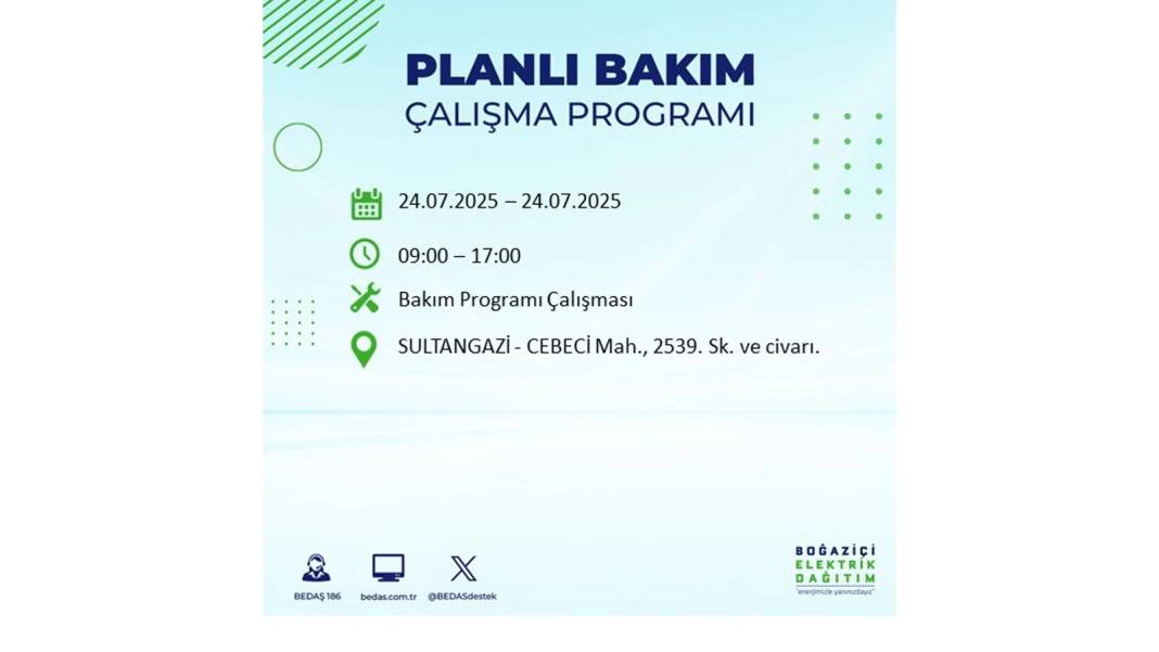 BÜYÜK KESİNTİ YAŞANACAK: BEDAŞ 24 Temmuz Perşembe elektrik kesintisi yaşayacak ilçeleri sıraladı. Elektrikler ne zaman gelecek? 2