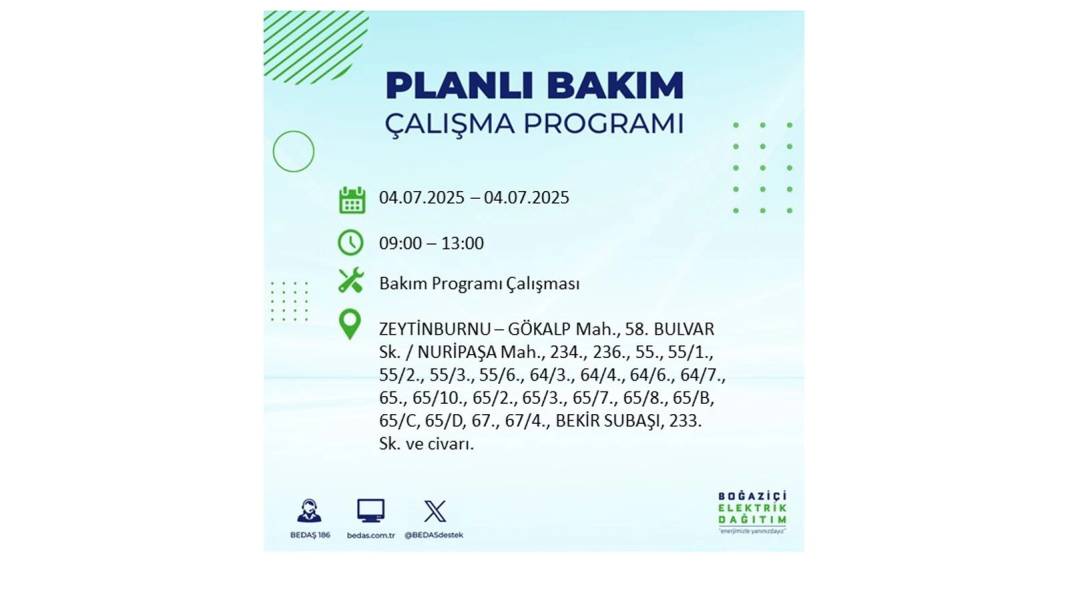 BÜYÜK KESİNTİ YAŞANACAK: BEDAŞ 4 Temmuz Cuma elektrik kesintisi yaşayacak ilçeleri sıraladı. Elektrikler ne zaman gelecek? 8