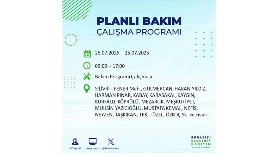 O İLÇELERDE ELEKTRİK OLMAYACAK: BEDAŞ 25 Temmuz Cuma elektrik kesintisi yaşayacak ilçeler belli oldu! 7