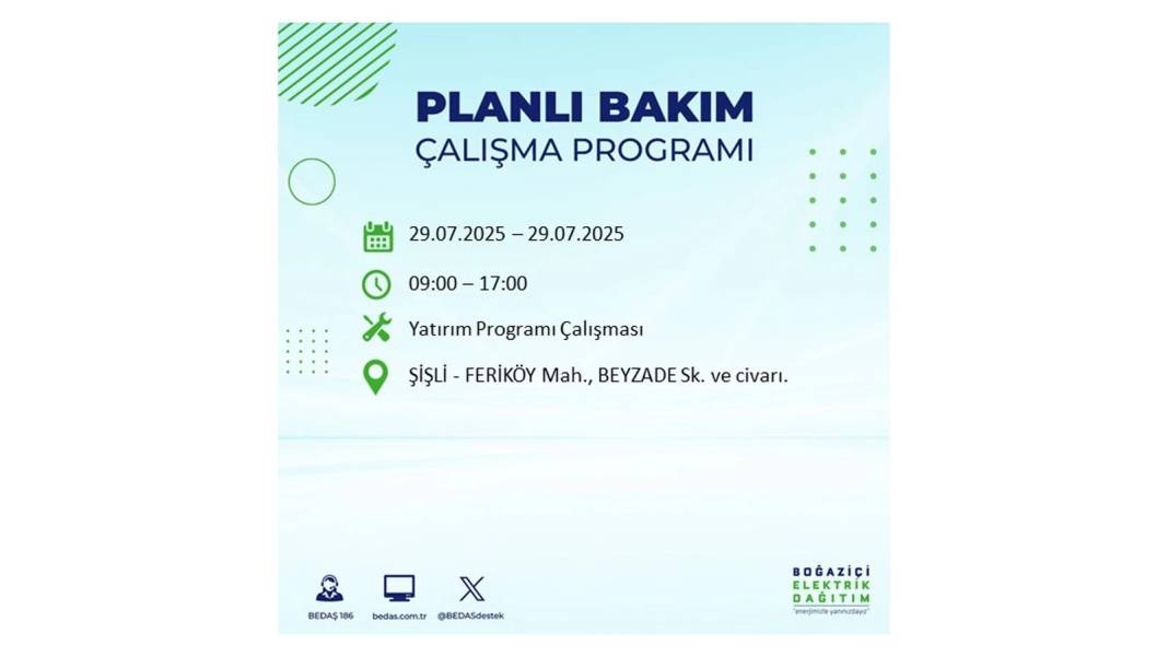 KARANLIĞA GÖMÜLECEKLER: BEDAŞ 29 Temmuz Salı günü elektrik kesintisi yaşayacak ilçeleri sıraladı. Elektrikler ne zaman gelecek? 6
