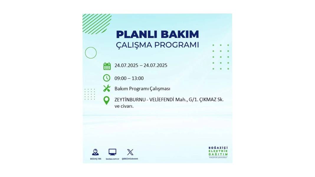 BÜYÜK KESİNTİ YAŞANACAK: BEDAŞ 24 Temmuz Perşembe elektrik kesintisi yaşayacak ilçeleri sıraladı. Elektrikler ne zaman gelecek? 1