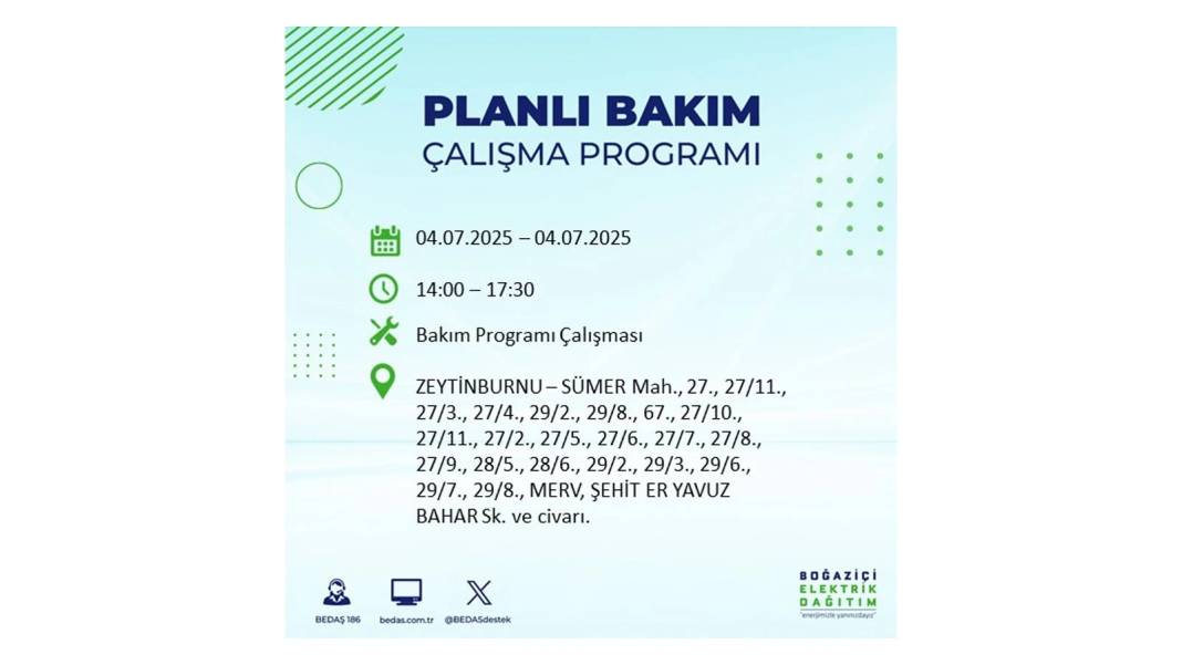 BÜYÜK KESİNTİ YAŞANACAK: BEDAŞ 4 Temmuz Cuma elektrik kesintisi yaşayacak ilçeleri sıraladı. Elektrikler ne zaman gelecek? 7