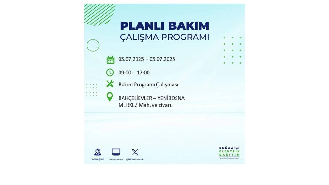 O İLÇELERDE ELEKTRİK OLMAYACAK: BEDAŞ 5 Temmuz Cumartesi elektrik kesintisi yaşayacak ilçeleri duyurdu! 34