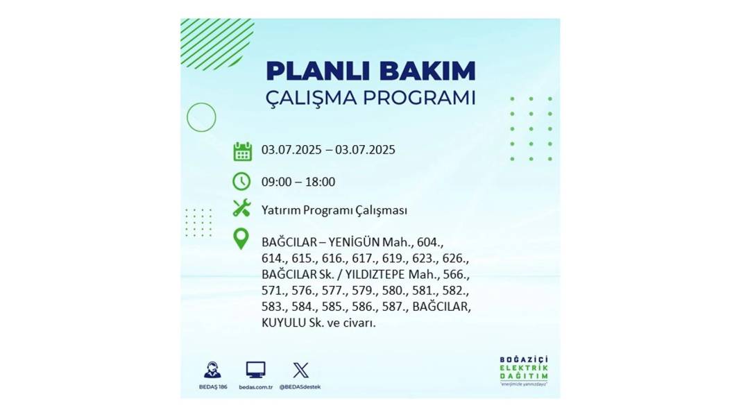KARANLIĞA GÖMÜLECEKLER: 3 Temmuz Perşembe elektrik kesintisi yaşayacak ilçeler belli oldu. BEDAŞ o ilçeleri uyardı! 60