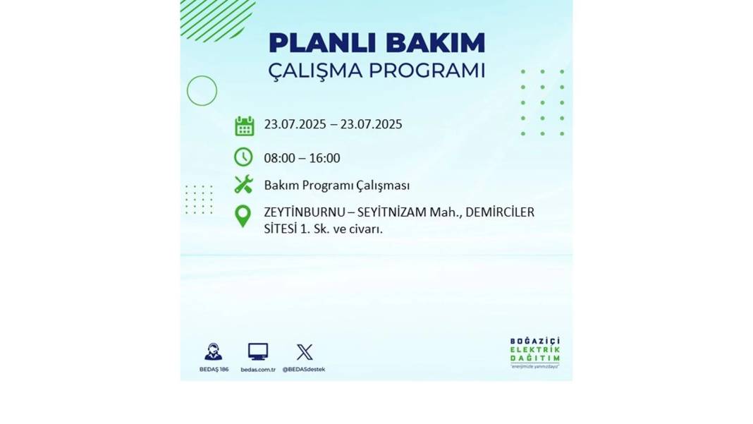 BÜYÜK ELEKTRİK KESİNTİSİ YAŞANACAK: BEDAŞ 23 Temmuz Çarşamba günü elektrik kesintisi yaşayacak ilçeleri sıraladı! 3