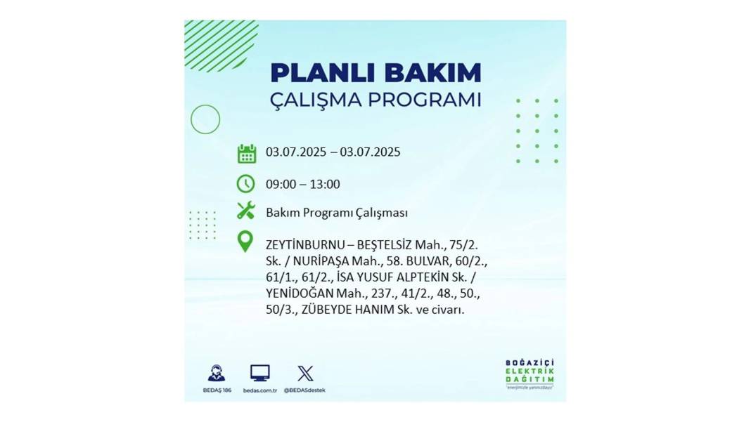 KARANLIĞA GÖMÜLECEKLER: 3 Temmuz Perşembe elektrik kesintisi yaşayacak ilçeler belli oldu. BEDAŞ o ilçeleri uyardı! 1