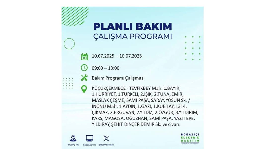 KARANLIĞA HAPSOLACAKLAR: 10 Temmuz Perşembe İstanbul elektrik kesintisi. BEDAŞ o ilçeleri teker teker uyardı! 17